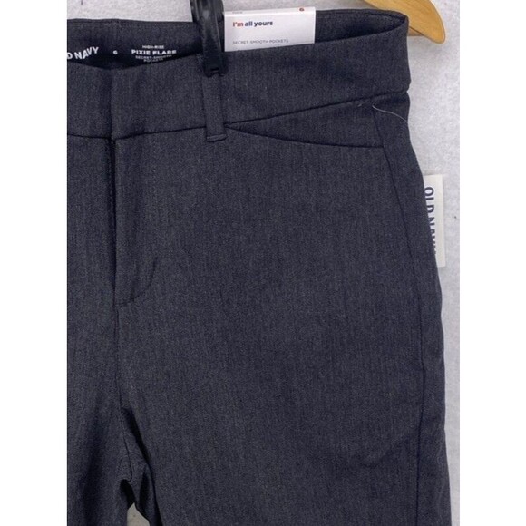 Old Navy Pants Womens 6 High Rise Pixie Flare Gray Dress Career Pants Stretch - Picture 4 of 12